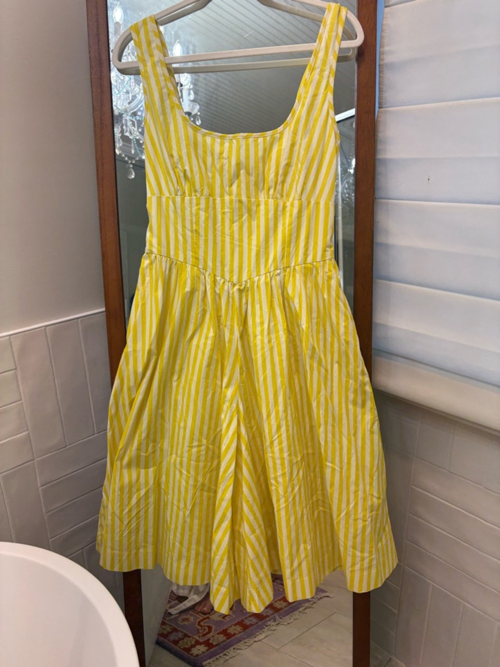 Maeve Sleeveless Cotton Square-Neck Romper Yellow Stripe Adjustable Straps - Picture 5 of 8